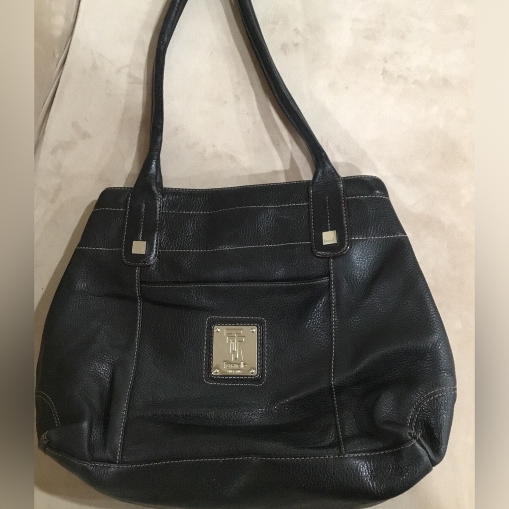 Tignanello black pebbled leather shoulder bag